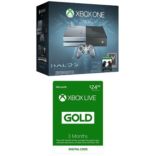 קונסולת Xbox One 1TB - HALO 5: Guardians Edition Limited Fundle עם Xbox Live Live 3 חודשים חברות זהב [קוד דיגיטלי]